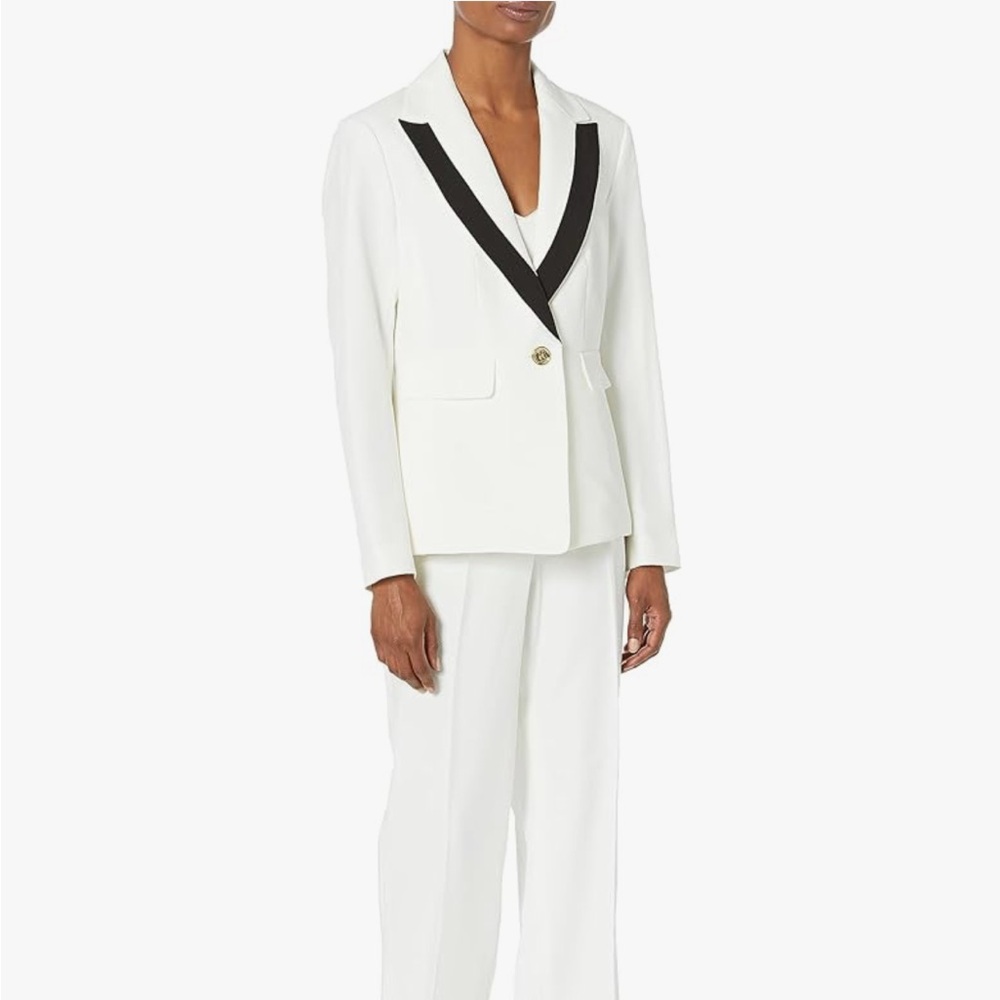 ✨ Le Suit Contrast Lapel Jacket & Pant Suit – Size 16 Petite | NWT